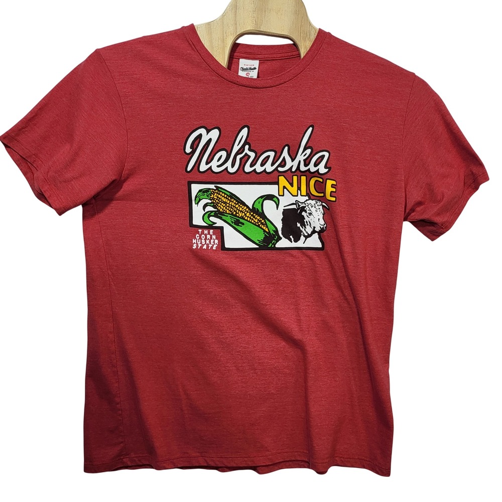 Charlie Hustle Nebraska Nice Graphic T-Shirt Mens 2XL Heather Red Cornhusker USA